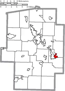 Location of Dennison in Tuscarawas County