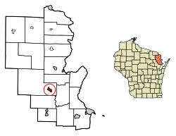 Location of Crivitz in Marinette County, Wisconsin.