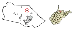 Location of Grant Town in Marion County, West Virginia.
