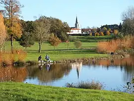 The Ouches Park and the church, in Martinet