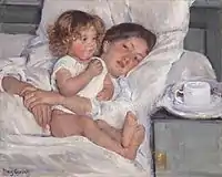 Mary Cassatt, Breakfast in Bed, c. 1897, oil on canvas, 65 × 73.6&nbsp;cm, Huntington Library.