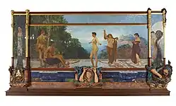 The Judgment of Paris (1885–87), oil on canvas, wood and plaster, overall dimensions: 370 × 752 × 65 cm., Österreichische Galerie Belvedere, Vienna, Austria.