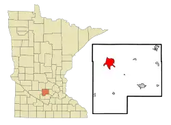 Location in McLeod County and the state of Minnesota