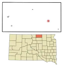 Location in McPherson County and the state of South Dakota
