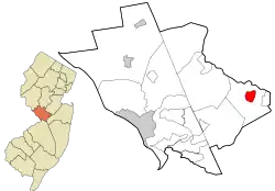 Location of Hightstown in Mercer County highlighted in red (right). Inset map: Location of Mercer County in New Jersey highlighted in orange (left).
Interactive map of Hightstown, New Jersey