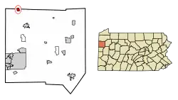 Location of Jamestown in Mercer County, Pennsylvania.