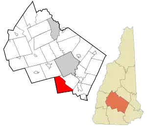 Location in Merrimack County and the state of New Hampshire