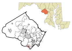 Location in Montgomery County and the state of Maryland