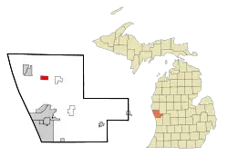 Location in Muskegon County and the state of Michigan