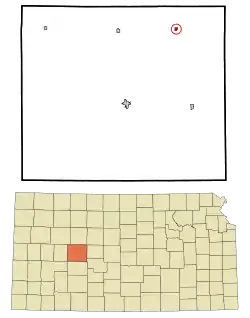 Location within Ness County and Kansas