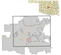 Location in Oklahoma County and the state of Oklahoma.