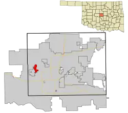 Location in Oklahoma County and the state of Oklahoma.