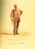An 1885 watercolor depicting Old Tom Morris who had, on his 64th birthday, shot a score of 81 on the Old Course.