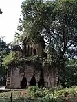 Radhanagar: Pancha ratna Gopinath temple (in picture), laterite built in 1718, at Radhanagar and Pancha ratna Singhabahini temple at Nabagram, built in 1709, with exquisite terracotta carvings, both endangered.