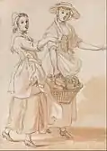 Two Girls Carrying a Basket