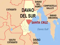 Map of Davao del Sur with Santa Cruz highlighted