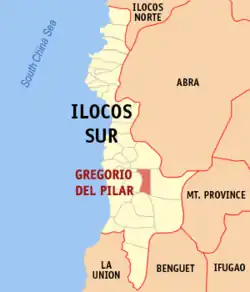 Map of Ilocos Sur with Gregorio del Pilar highlighted