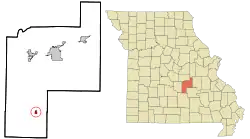Location of Edgar Springs, Missouri