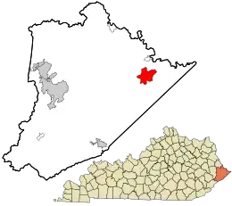 Location in Pike County and the state of Kentucky.