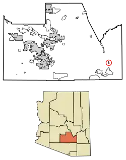 Location of Mammoth in Pinal County, Arizona