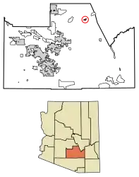Location of Superior in Pinal County, Arizona.