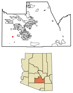 Location of Vaiva Vo in Pinal County, Arizona.