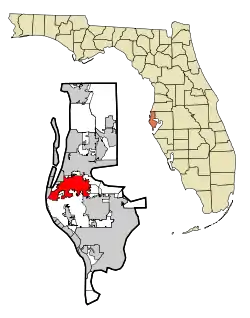 Location in Pinellas County and the state of Florida