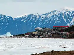 Pond Inlet in mid-June 2005 from Salmon Creek, 3.5 km (2.2 mi) west of the hamlet