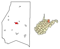 Location of Kingwood in Preston County, West Virginia.