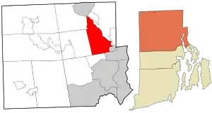 Location in Providence County and the state of Rhode Island.
