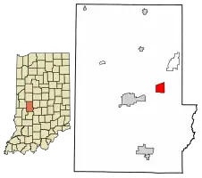 Location of Fillmore in Putnam County, Indiana.