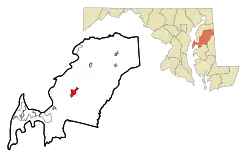 Location in Queen Anne's County and the state of Maryland
