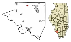 Location of Baldwin in Randolph County, Illinois.