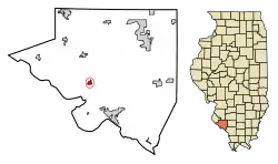 Location of Ellis Grove in Randolph County, Illinois.
