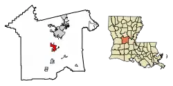 Location of Woodworth in Rapides Parish, Louisiana.