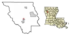 Location of Edgefield in Red River Parish, Louisiana.