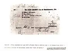 Image 46A gas bill from Baltimore, Maryland, 1834, for manufactured coal gas, before the introduction of ground-extracted methane gas. (from Natural gas)