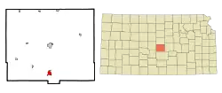 Location within Rice County and Kansas