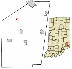 Location of Napoleon in Ripley County, Indiana.