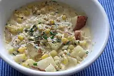 Roasted corn and potato chowder