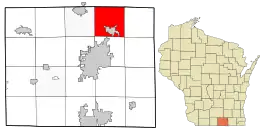 Location in Rock County and the state of Wisconsin.