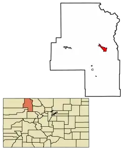Location of the City of Steamboat Springs in Routt County, Colorado