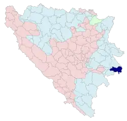 Location of Rudo within Bosnia and Herzegovina
