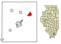 Location of Eldorado in Saline County, Illinois.
