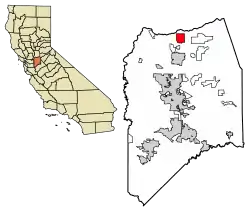 Location of Collierville in San Joaquin County, California.