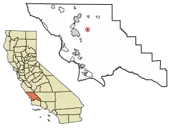 Location of Creston in San Luis Obispo County, California.