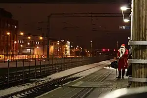 Santa on a platform in Finland