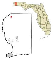 Location in Santa Rosa County and the state of Florida
