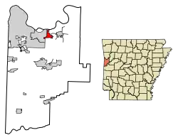 Location of Central City in Sebastian County, Arkansas.