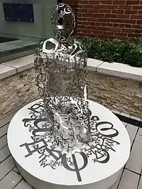 Silver Adagio statue by Jaume Plensa